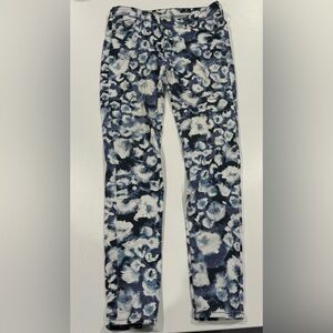 Adriano Goldschmied Legging Jeans 27R Blue white blue abstract floral skinny